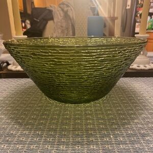Vintage 1960 Anchor Hocking Serving Bowl And Pitcher Olive Green